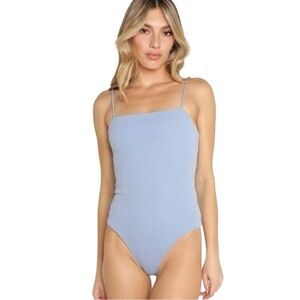 Show Me Your MuMu Light Blue Square Neck Bodysuit